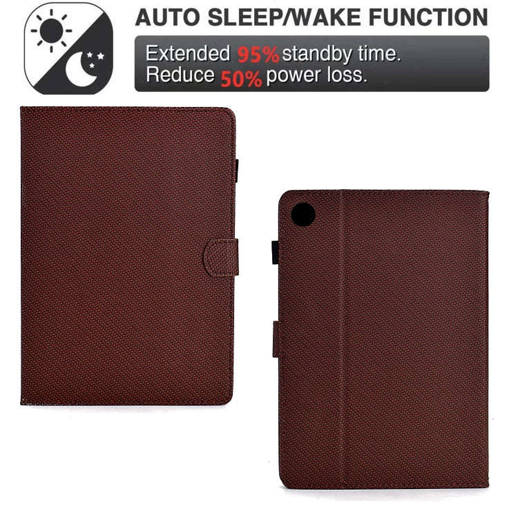 For Lenovo Tab M10 Plus 3rd Gen Solid Color Fiber Texture Smart Tablet Leather Case(Brown)