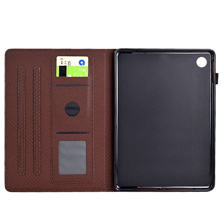 For Lenovo Tab M10 Plus 3rd Gen Solid Color Fiber Texture Smart Tablet Leather Case(Brown)
