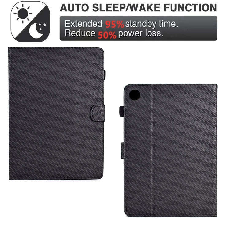 For Lenovo Tab M10 Plus 3rd Gen Solid Color Fiber Texture Smart Tablet Leather Case(Black)