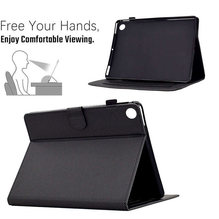 For Lenovo Tab M10 Plus 3rd Gen Solid Color Fiber Texture Smart Tablet Leather Case(Black)