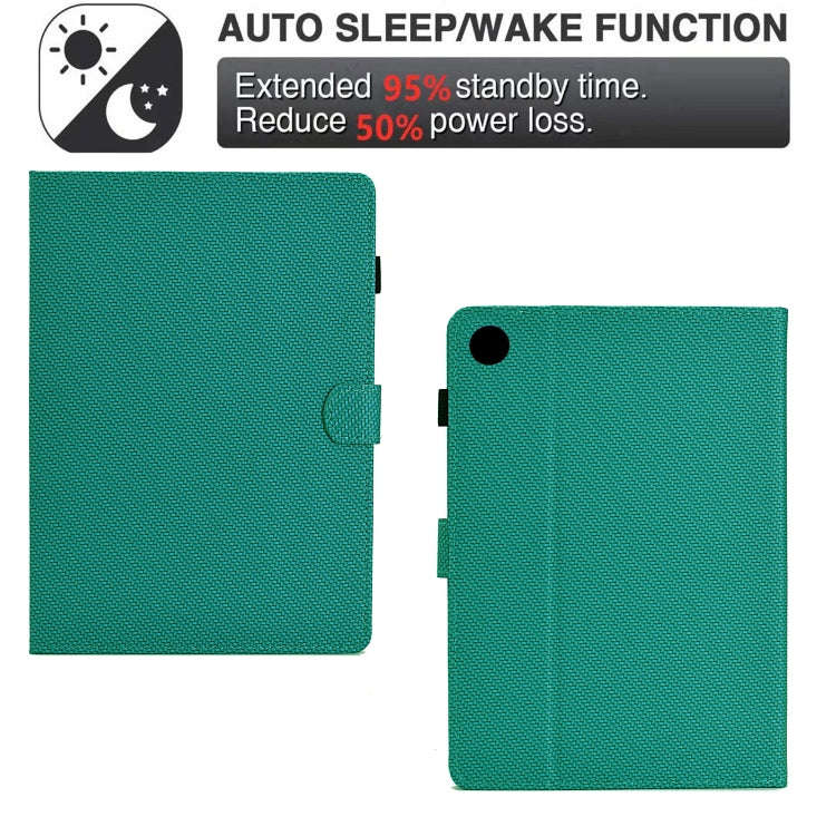For Lenovo Tab M10 Plus 3rd Gen Solid Color Fiber Texture Smart Tablet Leather Case(Lake Green)