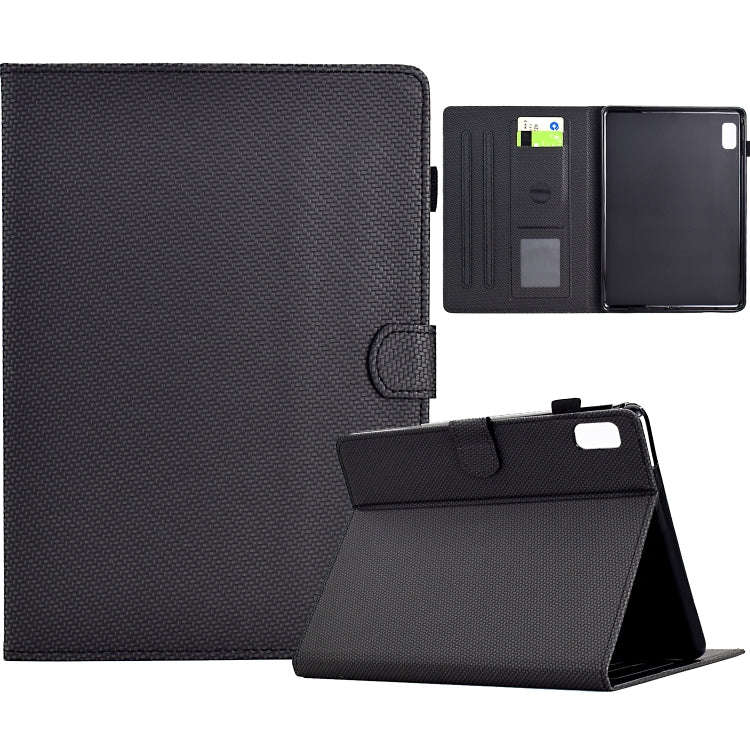 For Lenovo Tab P11 Gen 2 Solid Color Fiber Texture Smart Tablet Leather Case(Black)