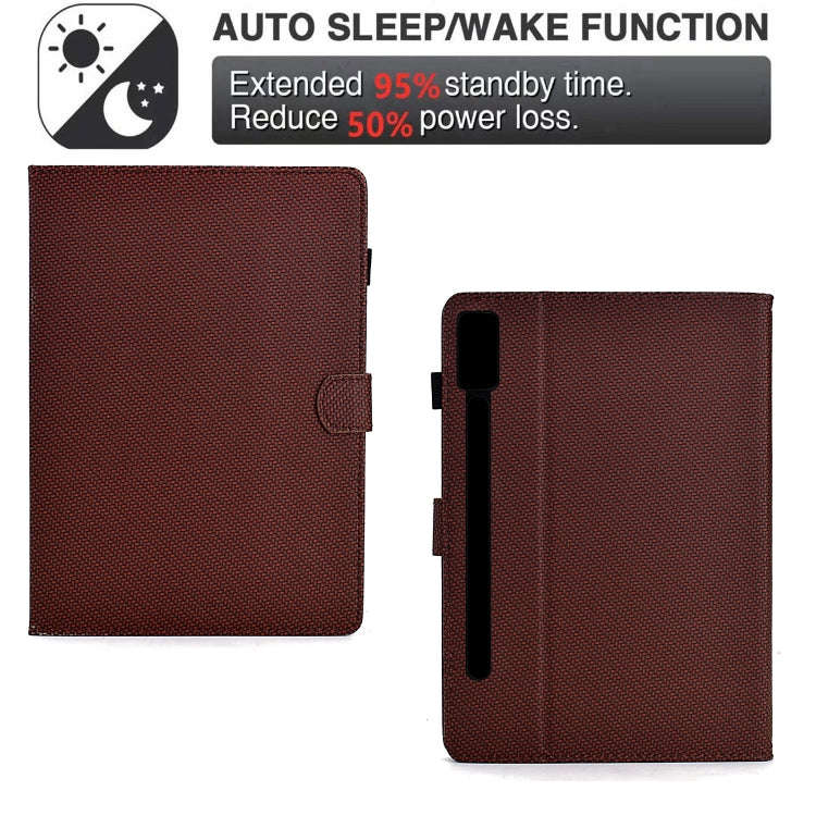 For Lenovo Tab P12 Solid Color Fiber Texture Smart Tablet Leather Case(Brown)