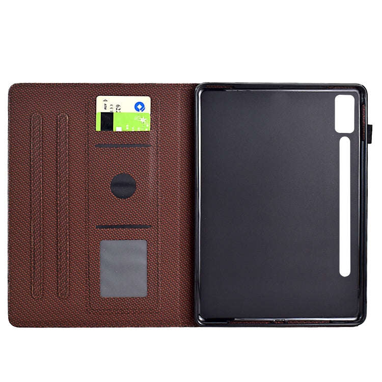 For Lenovo Tab P12 Solid Color Fiber Texture Smart Tablet Leather Case(Brown)