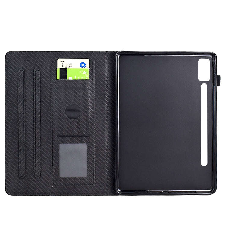 For Lenovo Tab P12 Solid Color Fiber Texture Smart Tablet Leather Case(Black)