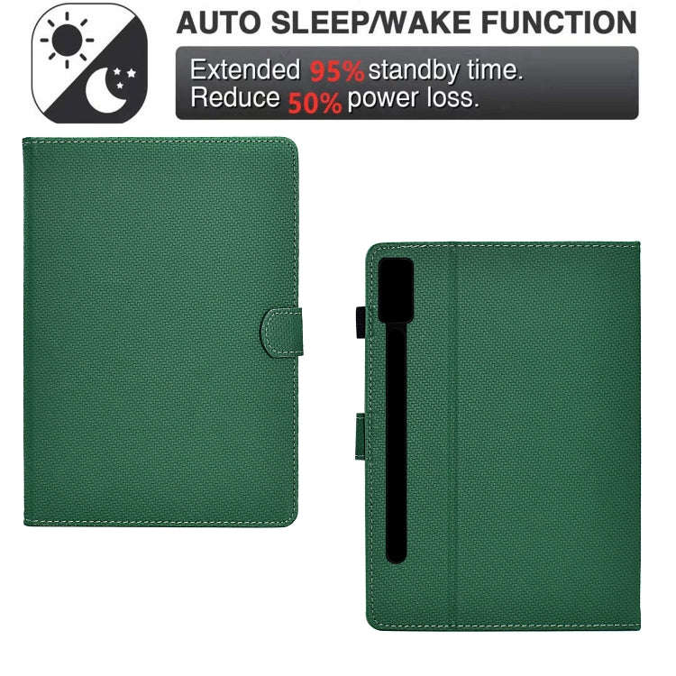 For Lenovo Tab P12 Solid Color Fiber Texture Smart Tablet Leather Case(Green)