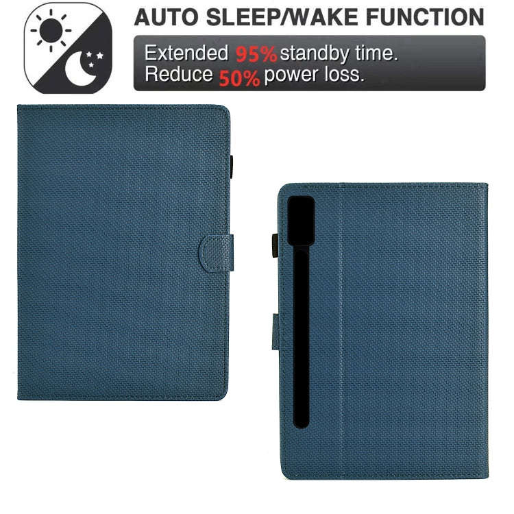 For Lenovo Tab P12 Solid Color Fiber Texture Smart Tablet Leather Case(Royal Blue)