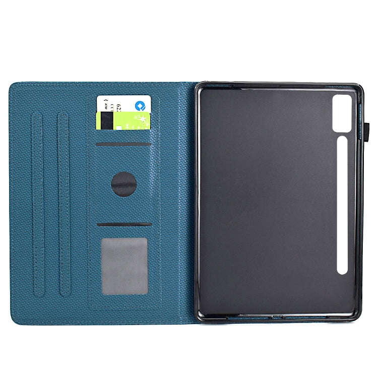 For Lenovo Tab P12 Solid Color Fiber Texture Smart Tablet Leather Case(Royal Blue)