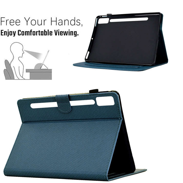 For Lenovo Tab P12 Solid Color Fiber Texture Smart Tablet Leather Case(Royal Blue)