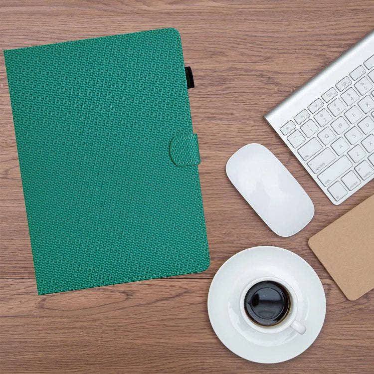 For Lenovo Tab P12 Solid Color Fiber Texture Smart Tablet Leather Case(Lake Green)