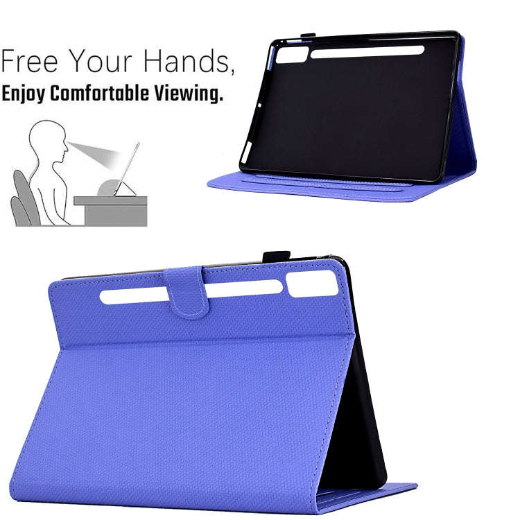 For Lenovo Tab P12 Solid Color Fiber Texture Smart Tablet Leather Case(Purple)