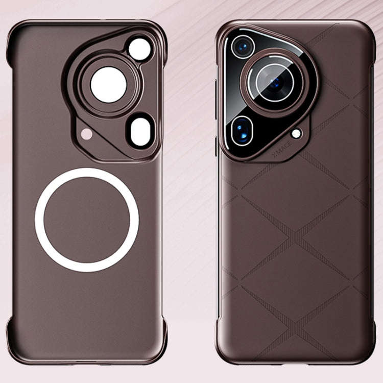 For Huawei Pura 70 Pro Borderless Upshrink Camera Protection Magnetic Phone Case(Brown)