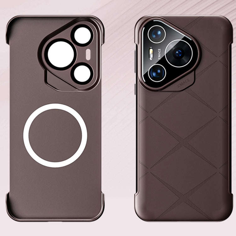 For Huawei Pura 70 Borderless Upshrink Camera Protection Magnetic Phone Case(Brown)