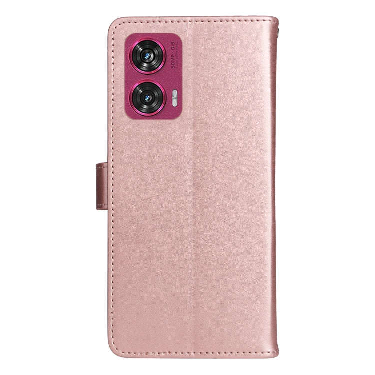 For Motorola Edge 50 Fusion Cat and Bee Embossed Flip Leather Phone Case(Rose Gold)