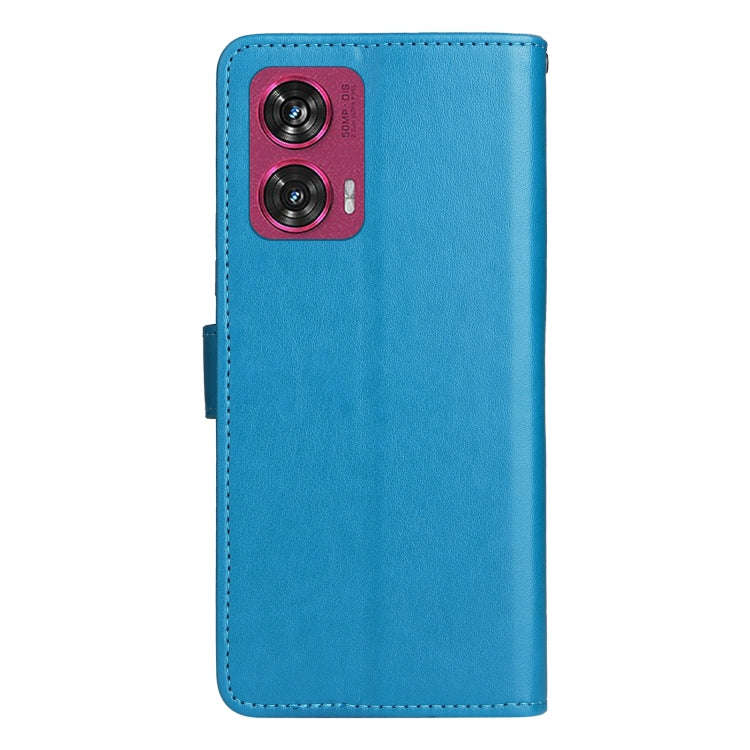 For Motorola Edge 50 Fusion Cat and Bee Embossed Flip Leather Phone Case(Blue)
