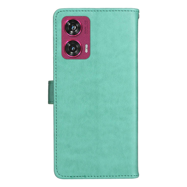 For Motorola Edge 50 Fusion Cat and Bee Embossed Flip Leather Phone Case(Green)