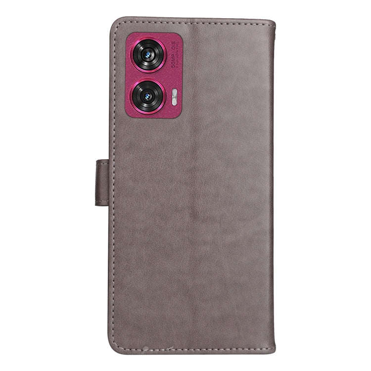 For Motorola Edge 50 Fusion Cat and Bee Embossed Flip Leather Phone Case(Grey)