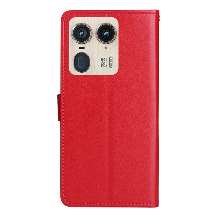 For Motorola Edge 50 Ultra Cat and Bee Embossed Flip Leather Phone Case(Red)