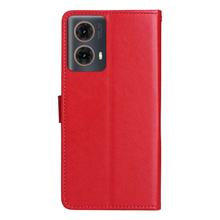 For Motorola Moto G85 Cat and Bee Embossed Flip Leather Phone Case(Red)