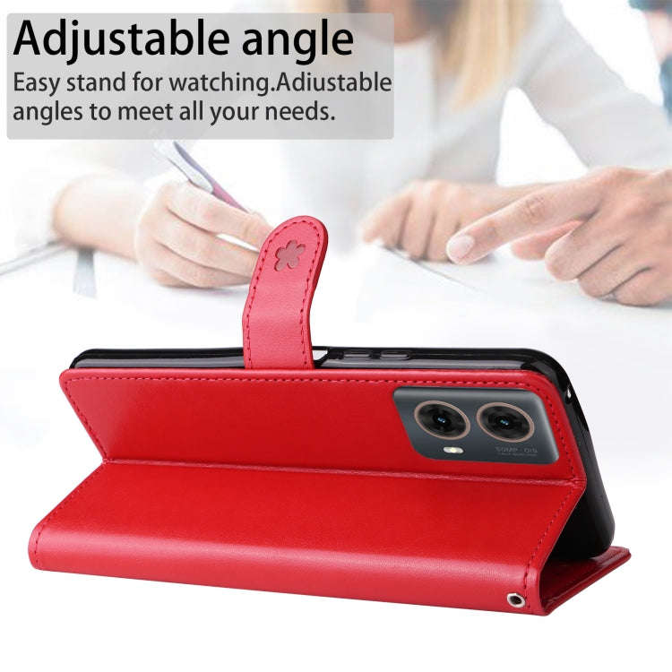 For Motorola Moto G85 Cat and Bee Embossed Flip Leather Phone Case(Red)