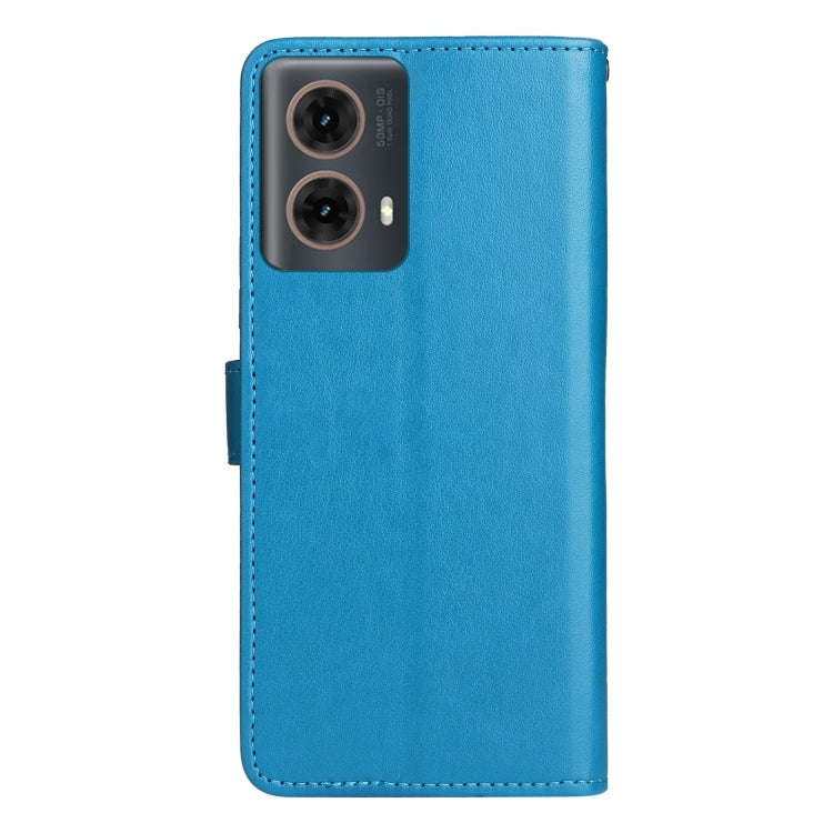 For Motorola Moto G85 Cat and Bee Embossed Flip Leather Phone Case(Blue)
