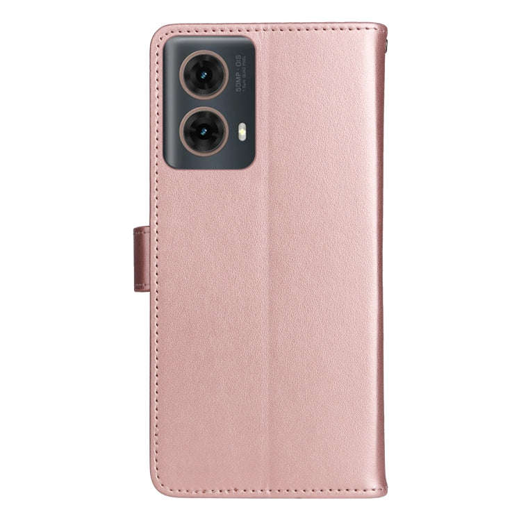 For Motorola Moto G85 Cat and Bee Embossed Flip Leather Phone Case(Rose Gold)