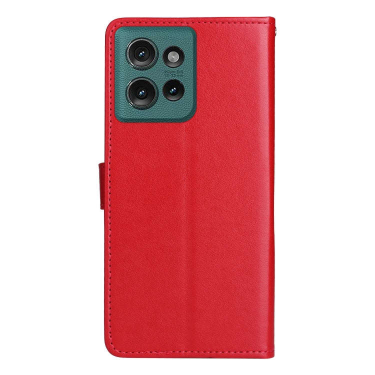 For Motorola Edge 50 5G Cat and Bee Embossed Flip Leather Phone Case(Red)