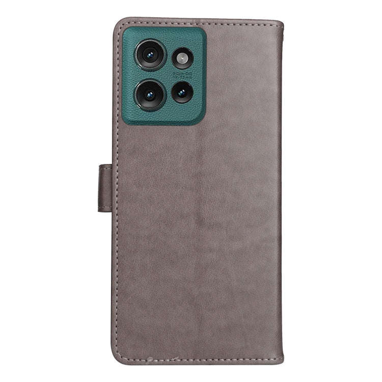 For Motorola Edge 50 5G Cat and Bee Embossed Flip Leather Phone Case(Grey)