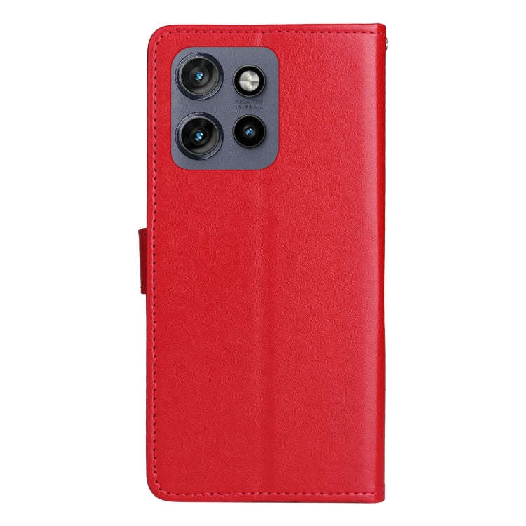 For Motorola Edge 50 Neo Cat and Bee Embossed Flip Leather Phone Case(Red)