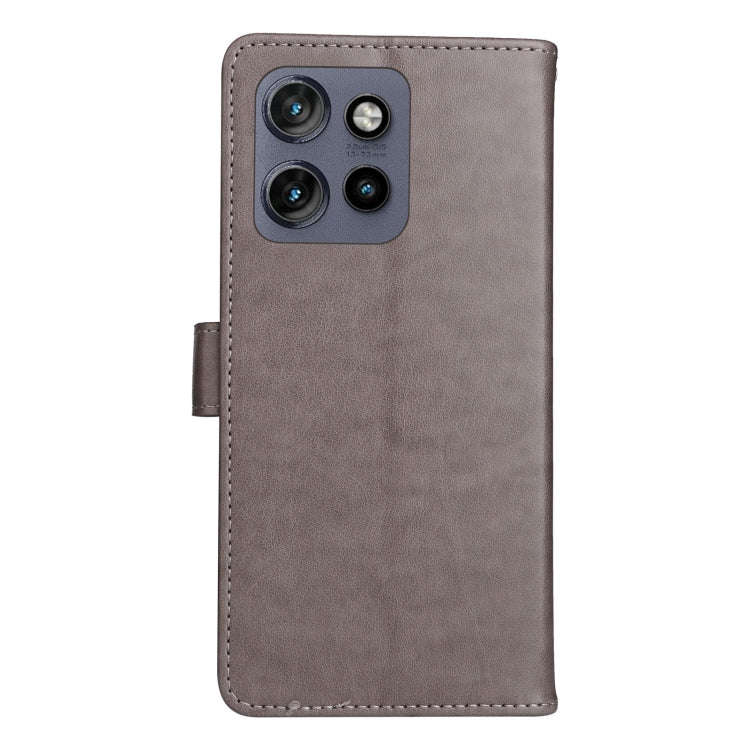 For Motorola Edge 50 Neo Cat and Bee Embossed Flip Leather Phone Case(Grey)