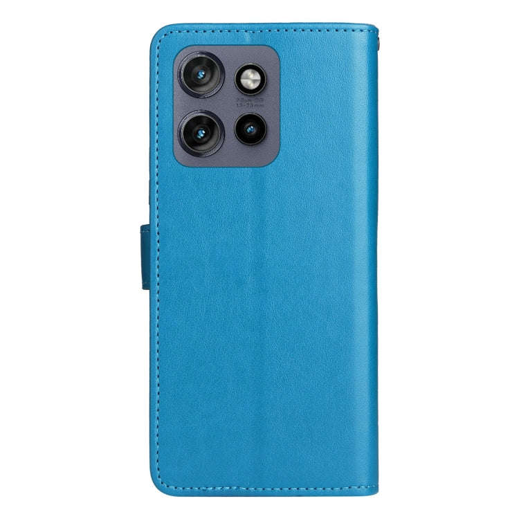 For Motorola Edge 50 Neo Cat and Bee Embossed Flip Leather Phone Case(Blue)