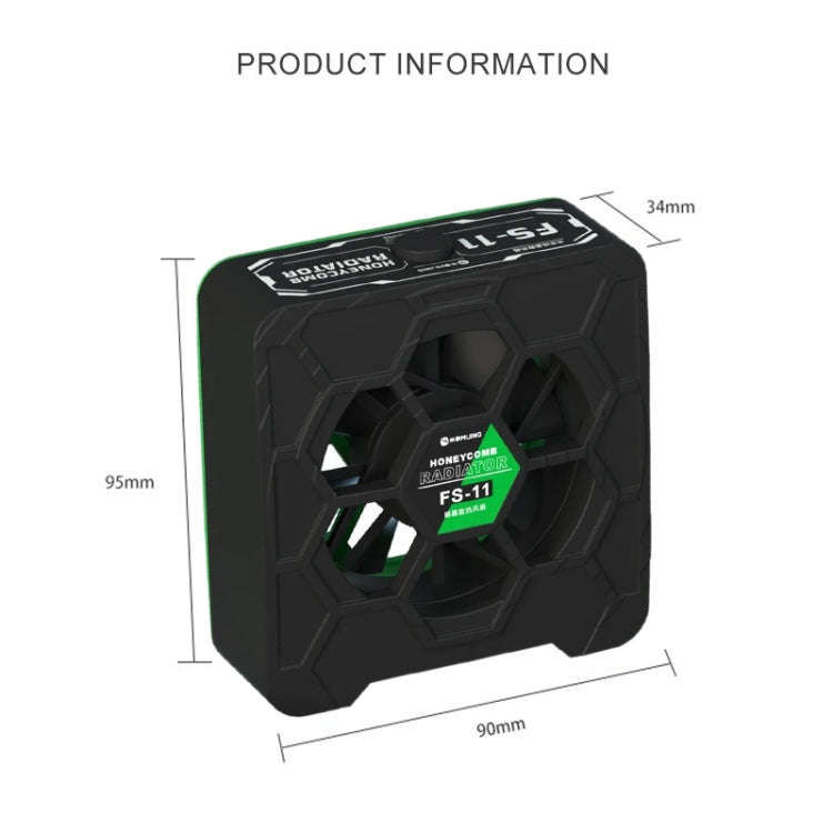 Mijing FS-11 Cooling + UV Curing + Smoke Extraction Honeycomb Radiating Fan(Black)