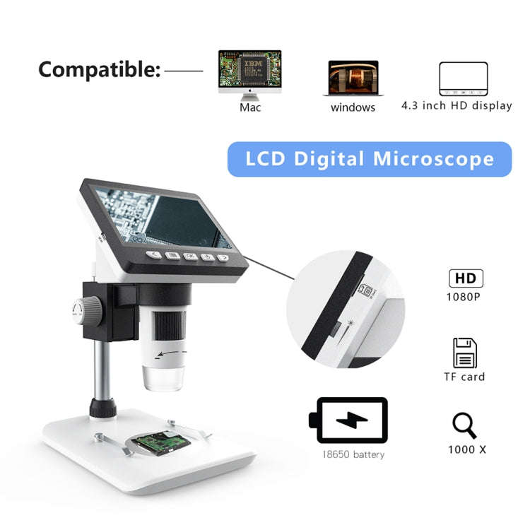 inskam307 0-40mm 1080P 4.3 inch LCD Screen Mobile Phone Repair Industry HD Electron Didital Micro...