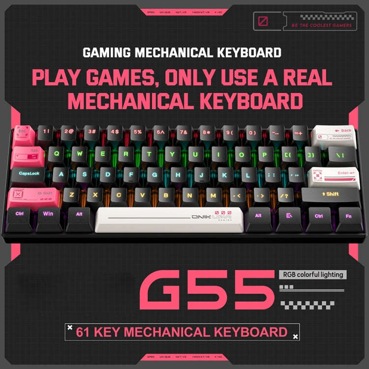 ONIKUMA G55 61 Keys RGB Colorful Lighting Wired Gaming Mechanical Keyboard(Black)