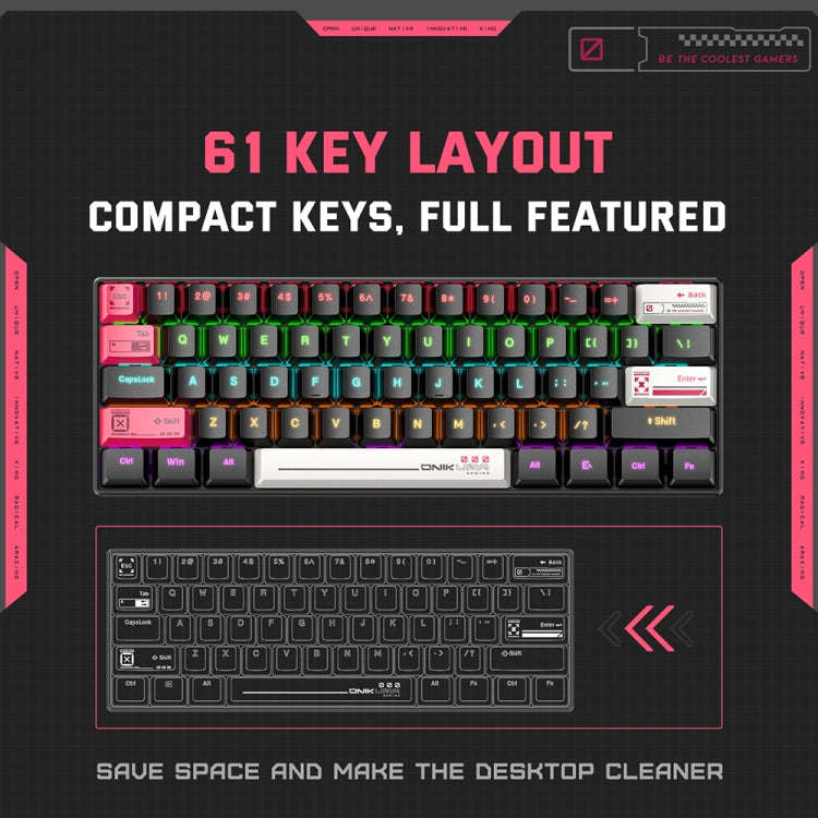 ONIKUMA G55 61 Keys RGB Colorful Lighting Wired Gaming Mechanical Keyboard(Black)