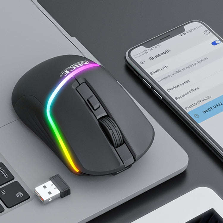 iMICE G902 Bluetooth Dual Mode 6-Key Silent Wireless Gaming Mouse(Black)