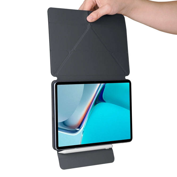 For Huawei MatePad 11 2021 Fixed Buckle Magnetic Deformation Leather Tablet Case(Black)