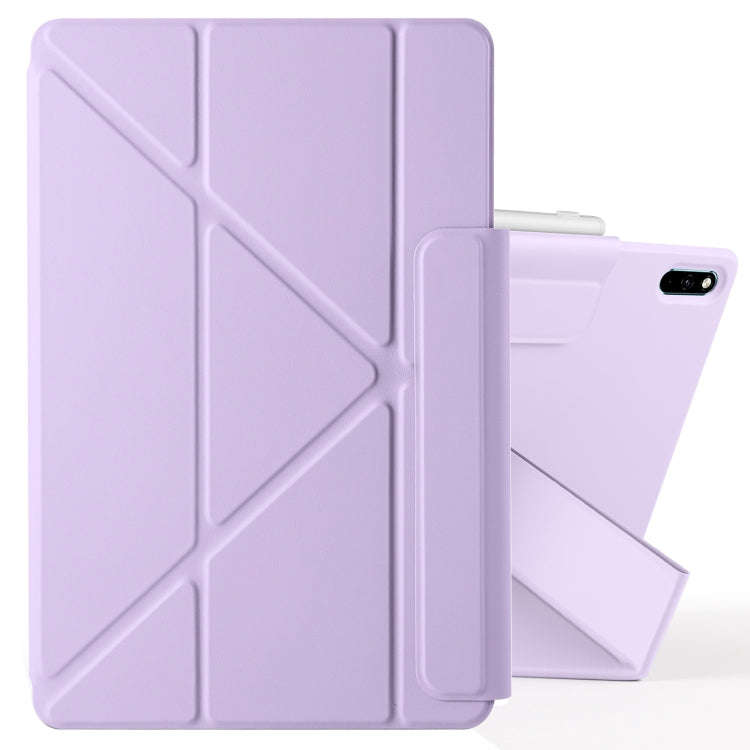 For Huawei MatePad 11 2021 Fixed Buckle Magnetic Deformation Leather Tablet Case(Purple)