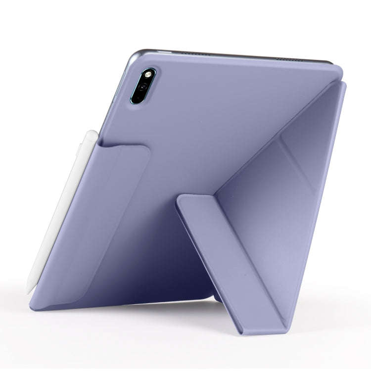 For Huawei MatePad 11 2021 Fixed Buckle Magnetic Deformation Leather Tablet Case(Lavender Purple)