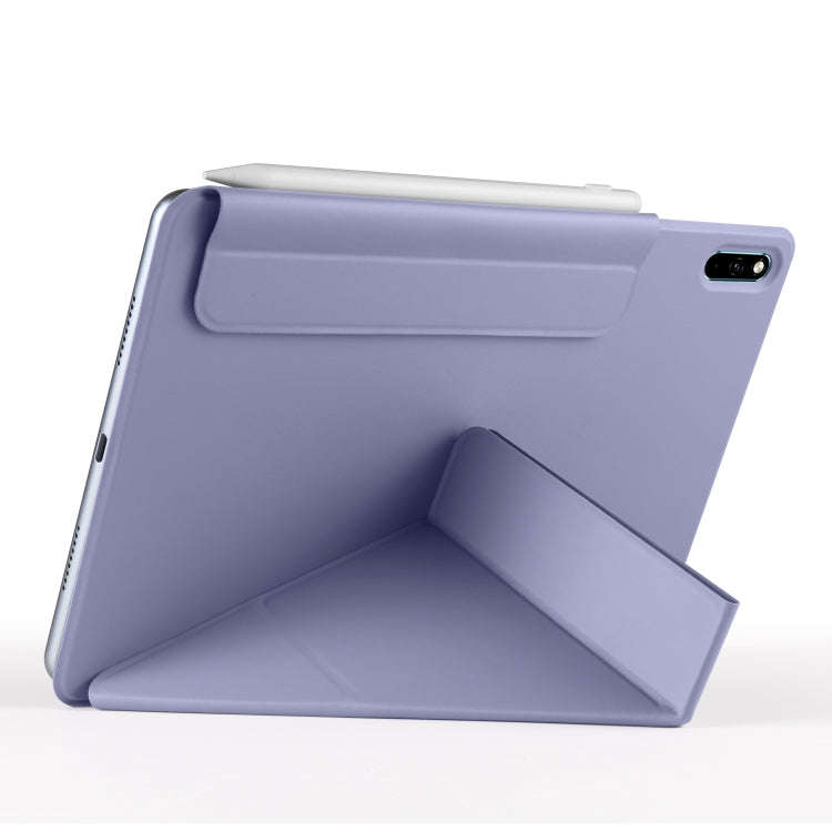 For Huawei MatePad 11 2021 Fixed Buckle Magnetic Deformation Leather Tablet Case(Lavender Purple)