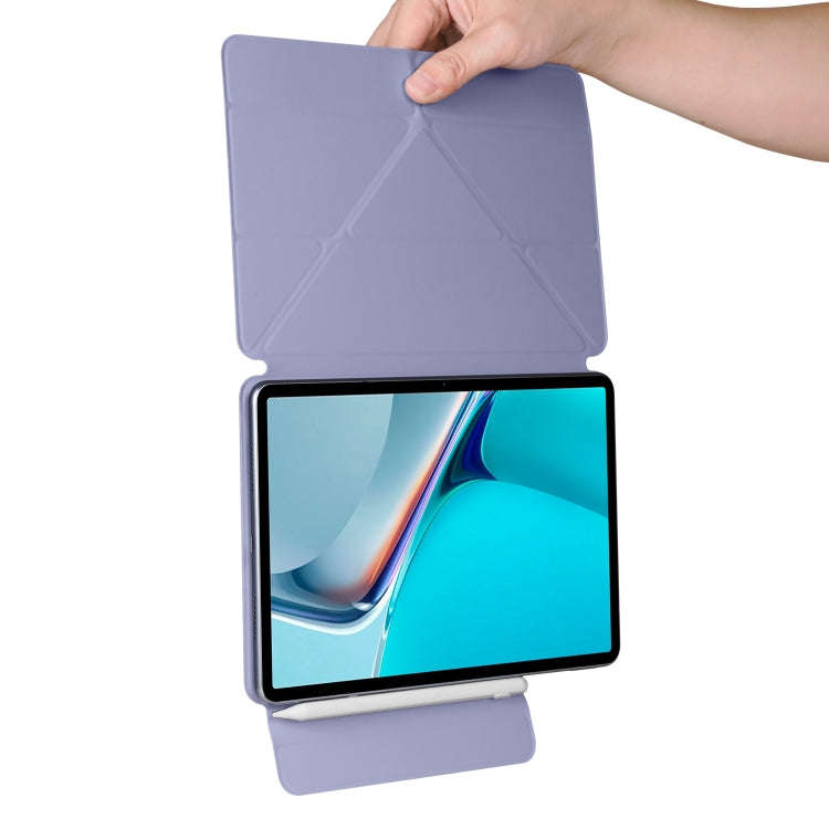 For Huawei MatePad 11 2021 Fixed Buckle Magnetic Deformation Leather Tablet Case(Lavender Purple)