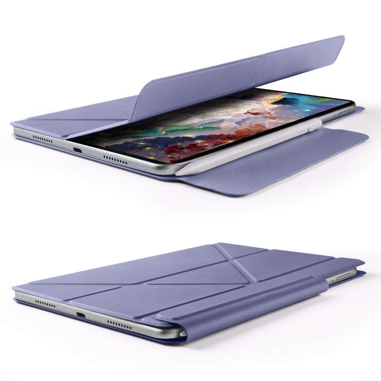 For Huawei MatePad Air 12 2024 Fixed Buckle Magnetic Deformation Leather Tablet Case(Lavender Pur...