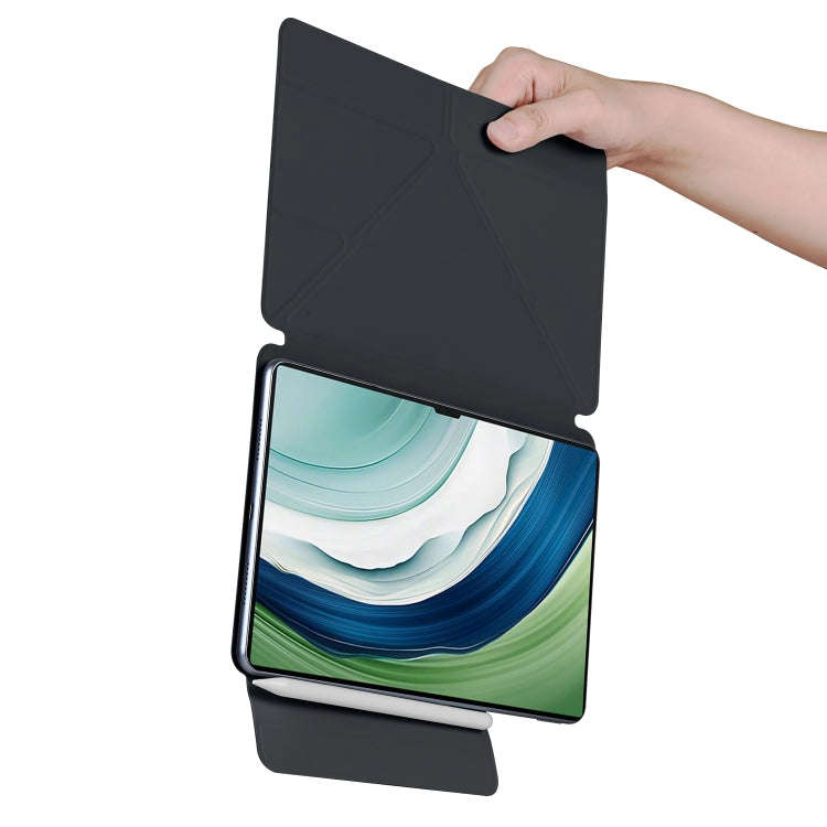 For Huawei MatePad Pro 12.2 2024 Fixed Buckle Magnetic Deformation Leather Tablet Case(Black)
