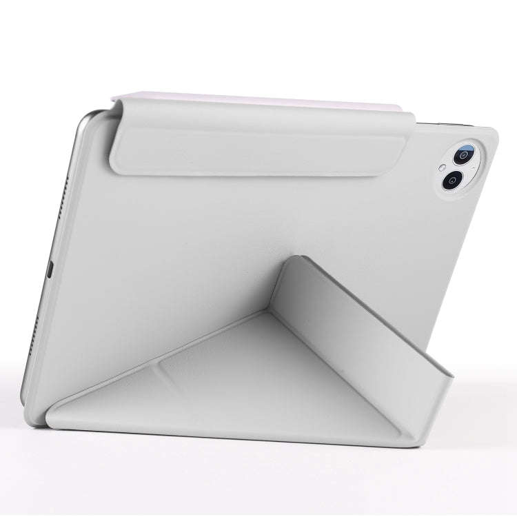 For Huawei MatePad Pro 12.2 2024 Fixed Buckle Magnetic Deformation Leather Tablet Case(Grey)