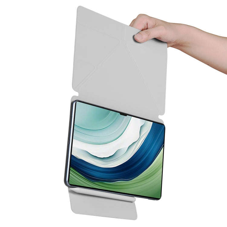 For Huawei MatePad Pro 12.2 2024 Fixed Buckle Magnetic Deformation Leather Tablet Case(Grey)