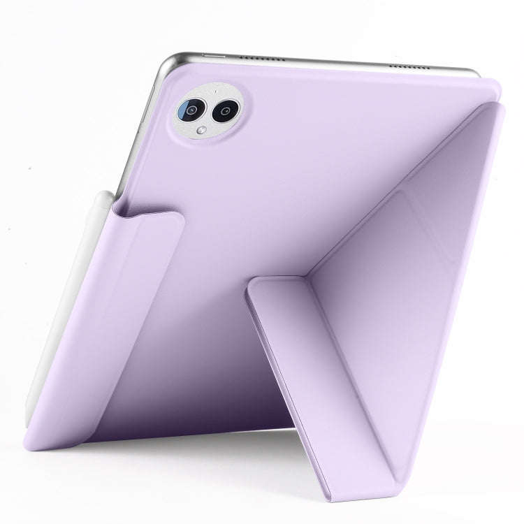 For Huawei MatePad Pro 12.2 2024 Fixed Buckle Magnetic Deformation Leather Tablet Case(Purple)
