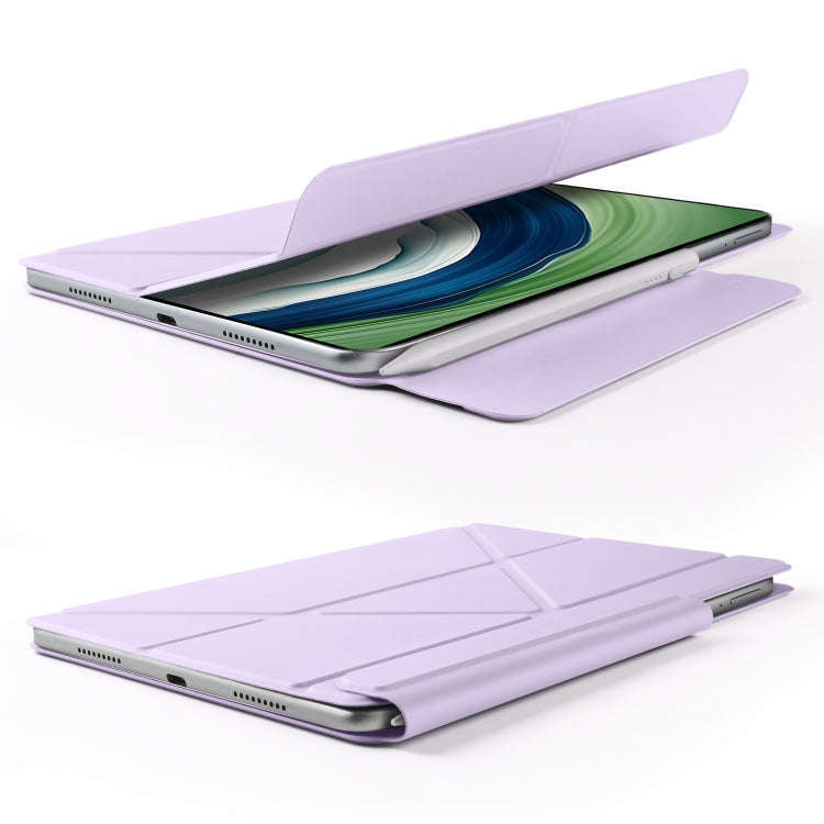 For Huawei MatePad Pro 12.2 2024 Fixed Buckle Magnetic Deformation Leather Tablet Case(Purple)