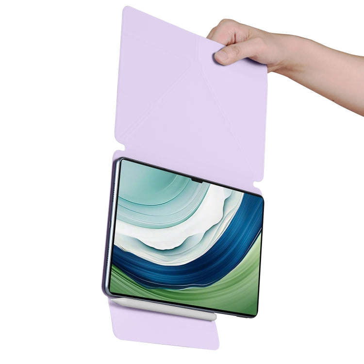 For Huawei MatePad Pro 12.2 2024 Fixed Buckle Magnetic Deformation Leather Tablet Case(Purple)