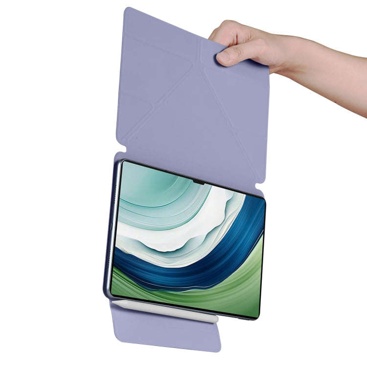 For Huawei MatePad Pro 12.2 2024 Fixed Buckle Magnetic Deformation Leather Tablet Case(Lavender P...