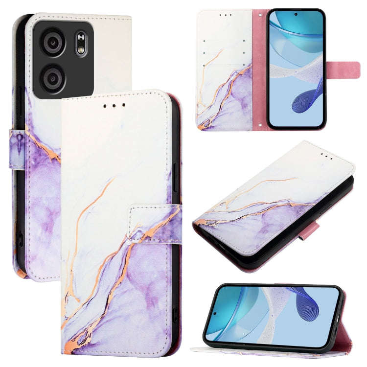 For BLU View 5 PT003 Marble Pattern Flip Leather Phone Case(White Purple)